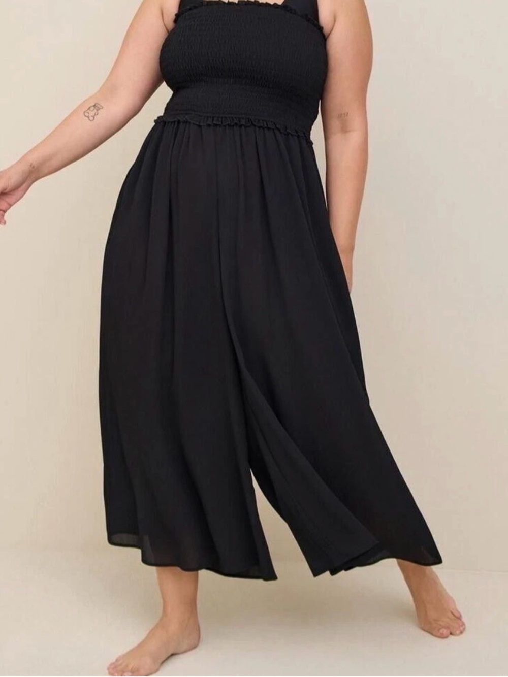 6X Torrid Smocked Jumpsuit Black NWT with Pockets